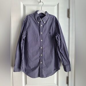 Ralph Lauren Boys Purple Blue Plaid Cotton Button Down Shirt Size M/10-12
